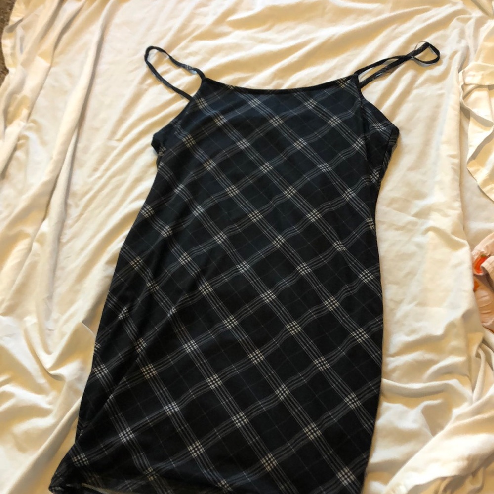 Black and white plad dress with spaghetti straps